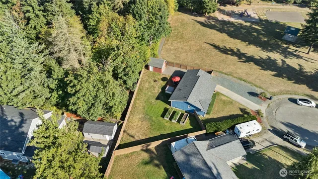 an outdoor space with seating area