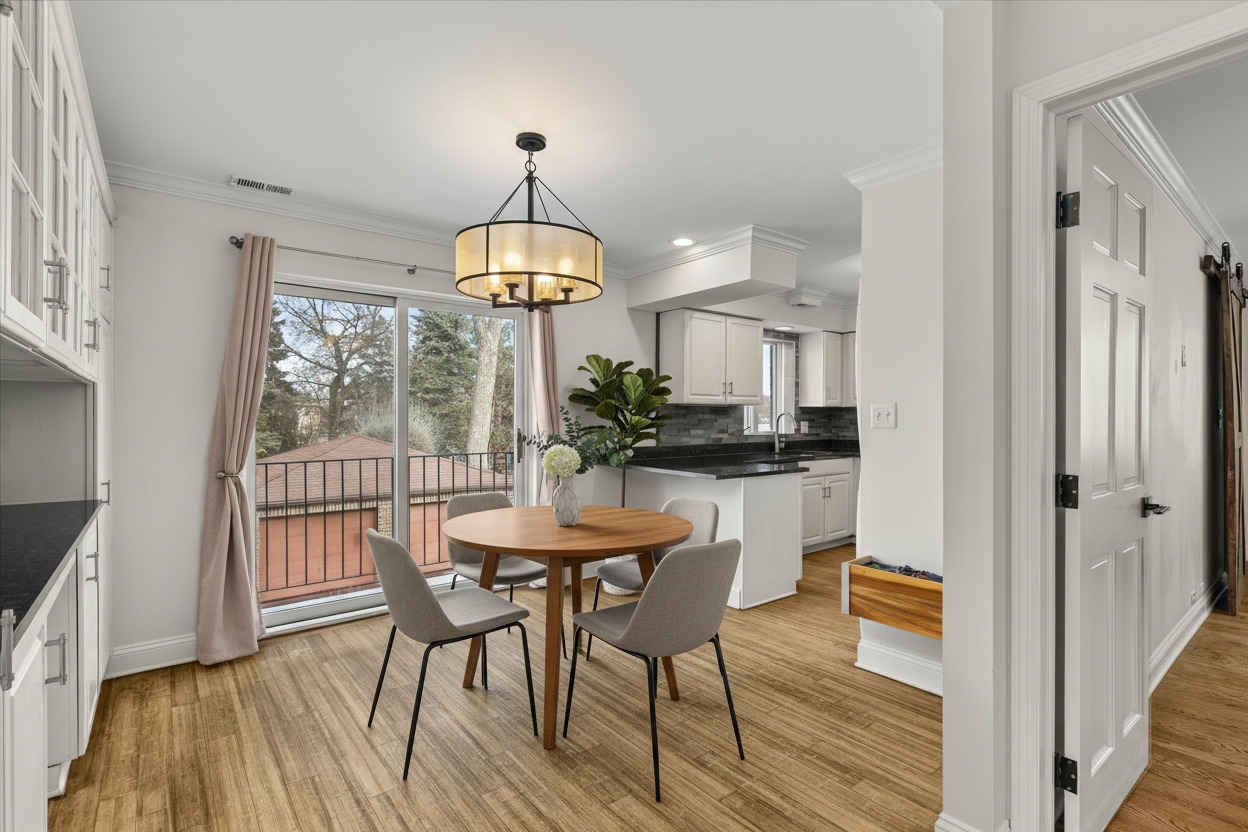 7610 West 26th Street, Unit 6 North Riverside, IL 60546 - Photo 6 of 21 a view of a dining room with furniture window and wooden floor