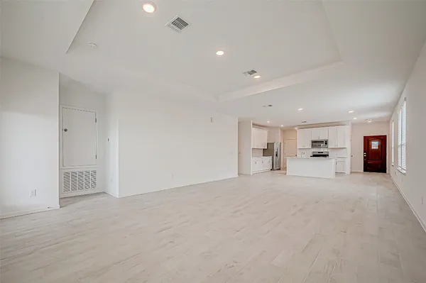 a view of a building with a garden