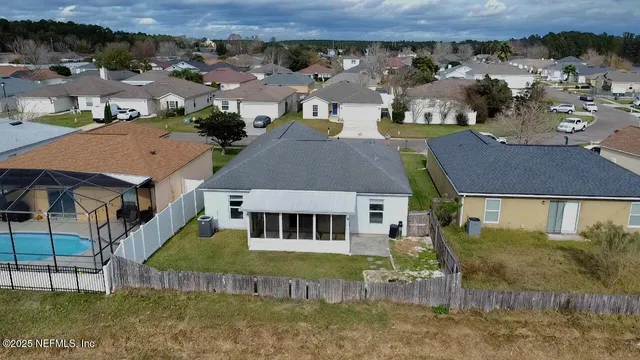 an aerial view of a house