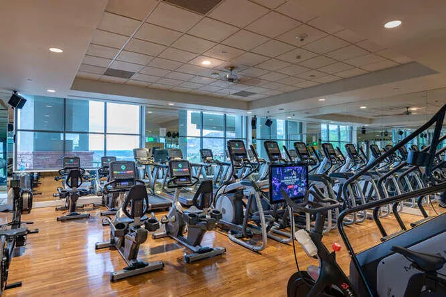a view of a room with gym equipment