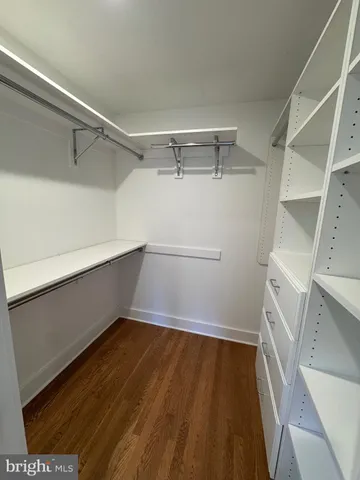 a view of an empty walk in closet