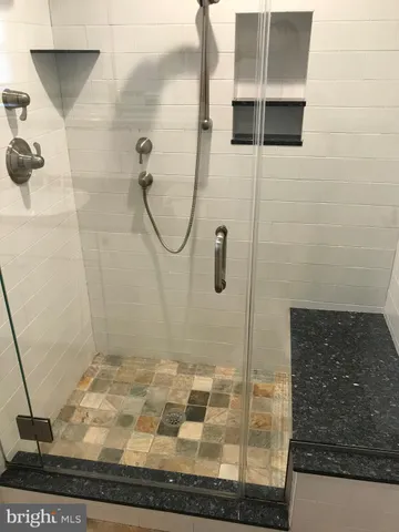 a view of a wooden closet