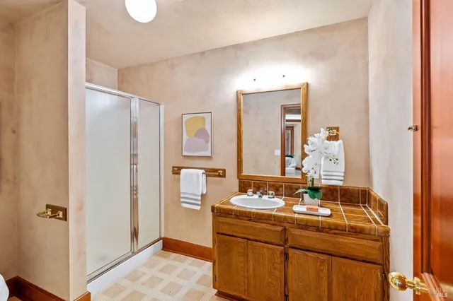 a view of a lake with a mountain in the background