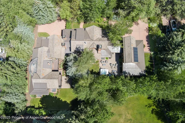 an aerial view of a house