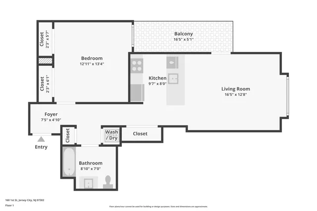 $725,000 | 160 1st Street, Unit 1013, Jersey City, NJ 07302