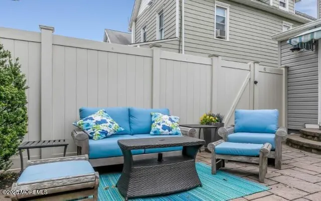 a outdoor living space with furniture