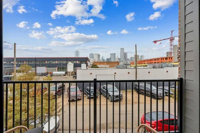 a view of city from a balcony