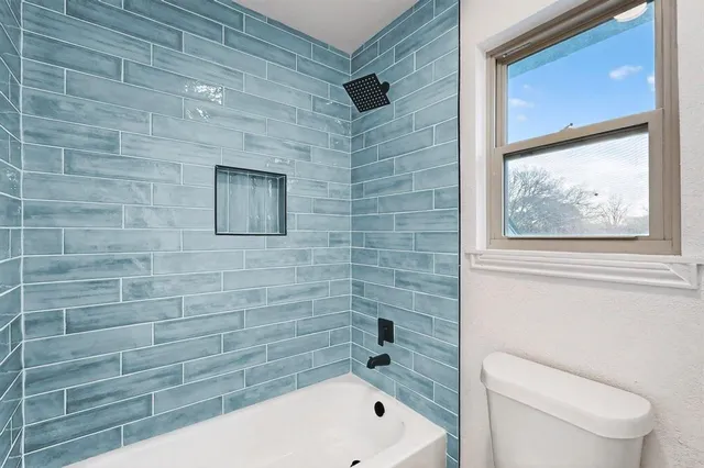 a bathroom with a toilet and a bathtub