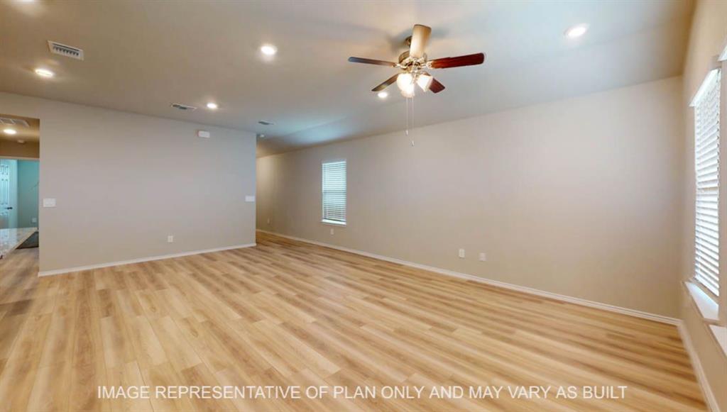 3112 Cyprian Road Lorena, TX 76655 - Photo 7 of 20 Recessed lighting, wood-finish flooring, ceiling fan with light fixture, and windows with blinds