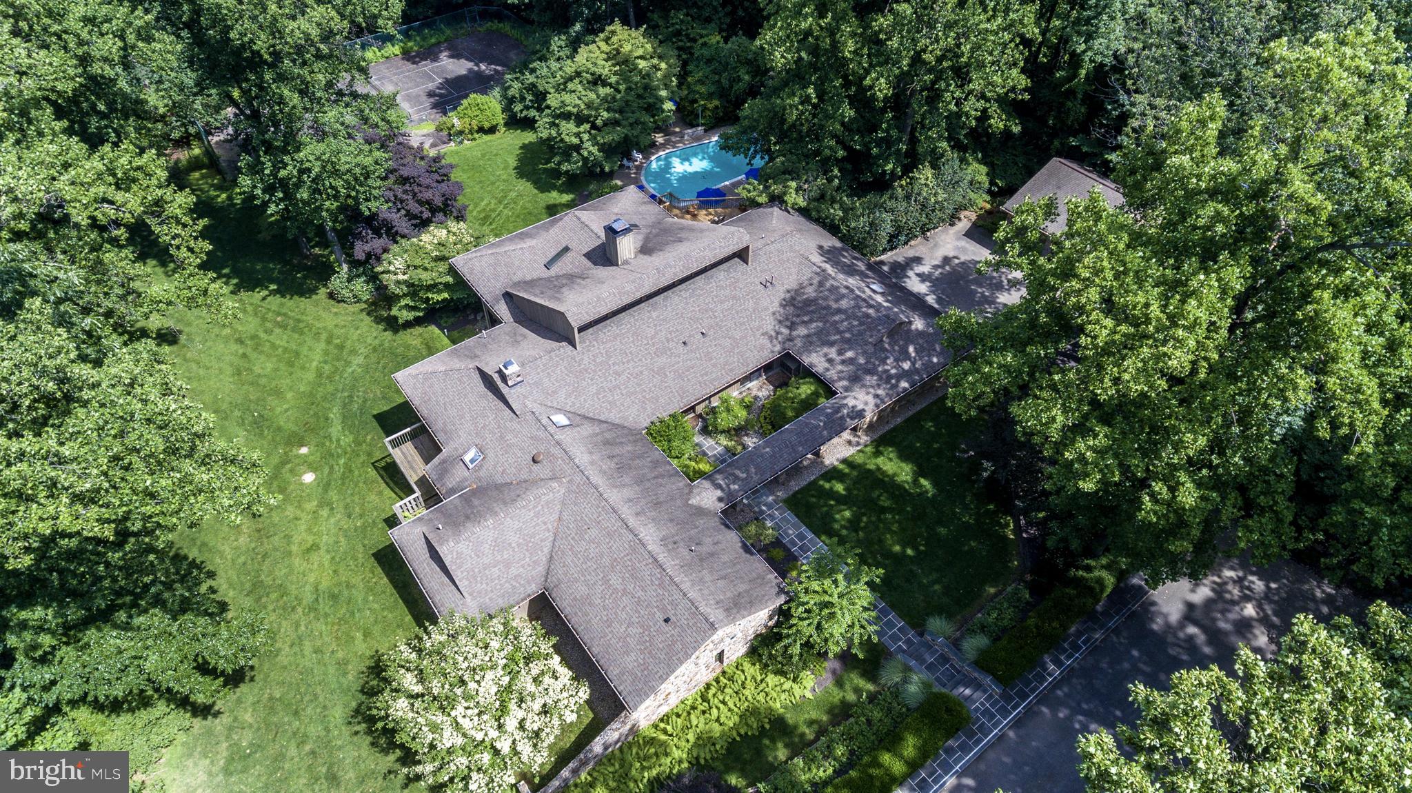 627 Harts Ridge Road Conshohocken, PA 19428 - Photo 6 of 51 Overhead view of Pool and Tennis Court