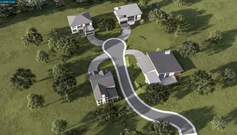 an aerial view of a house with outdoor space and lake view