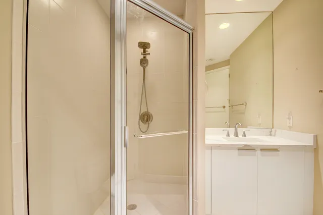 a view of a backyard with plants and palm tree