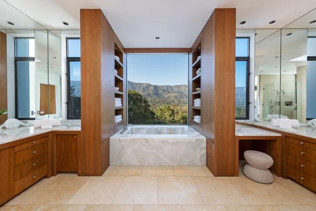 a view of a lake with a mountain in the background