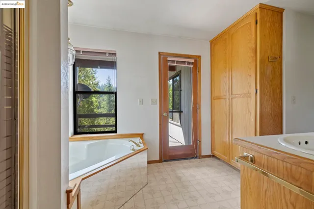 a view of a bathroom with front door