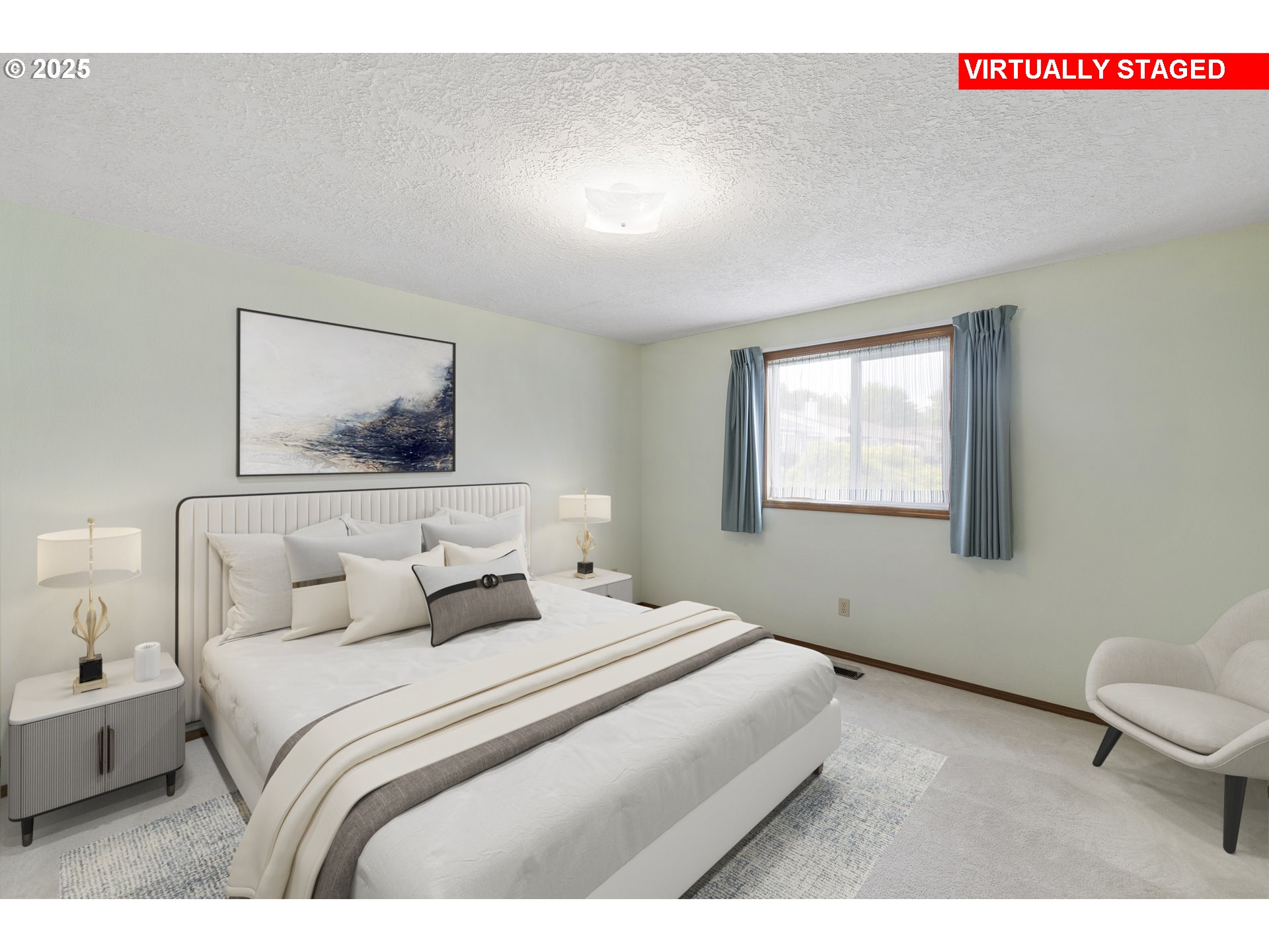 1609 Johnson Drive Newberg, OR 97132 - Photo 26 of 41 a bedroom with a bed and a painting on the wall