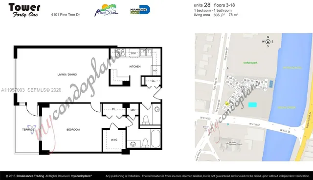 $3,000 | 4101 Pine Tree Drive, Unit 828, Miami Beach, FL 33140