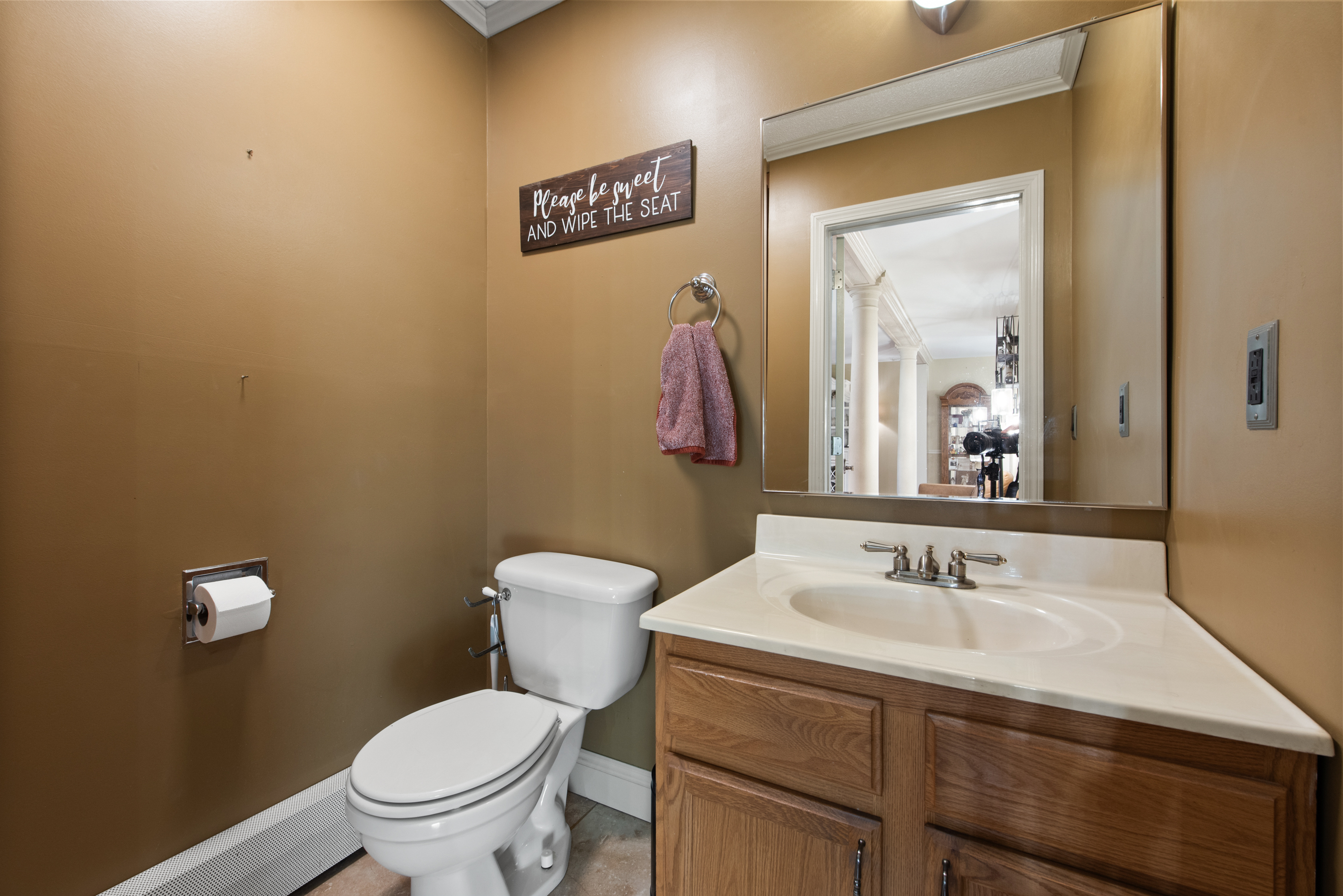 5 Race Track Hollow Middlefield, CT 06455 - Photo 16 of 40 a bathroom with a toilet sink vanity and mirror