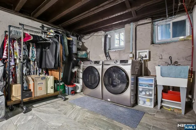 a view of a storage room with washer and dryer