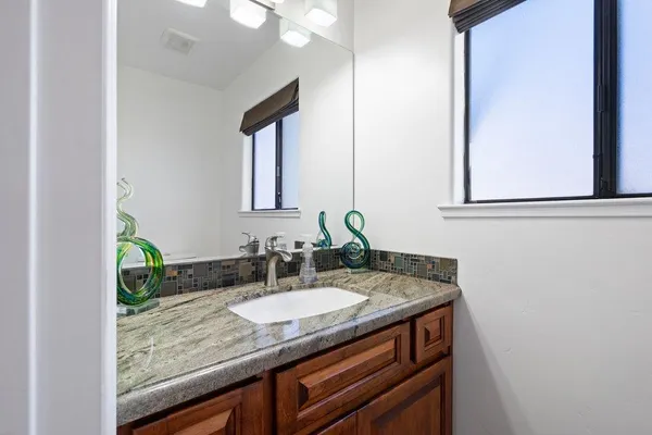 a sink and a mirror