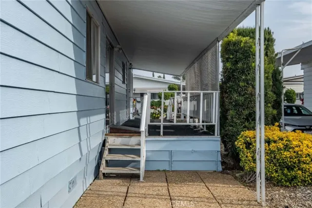 a view of porch with seating space
