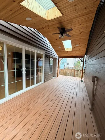 a view of a house with a large window