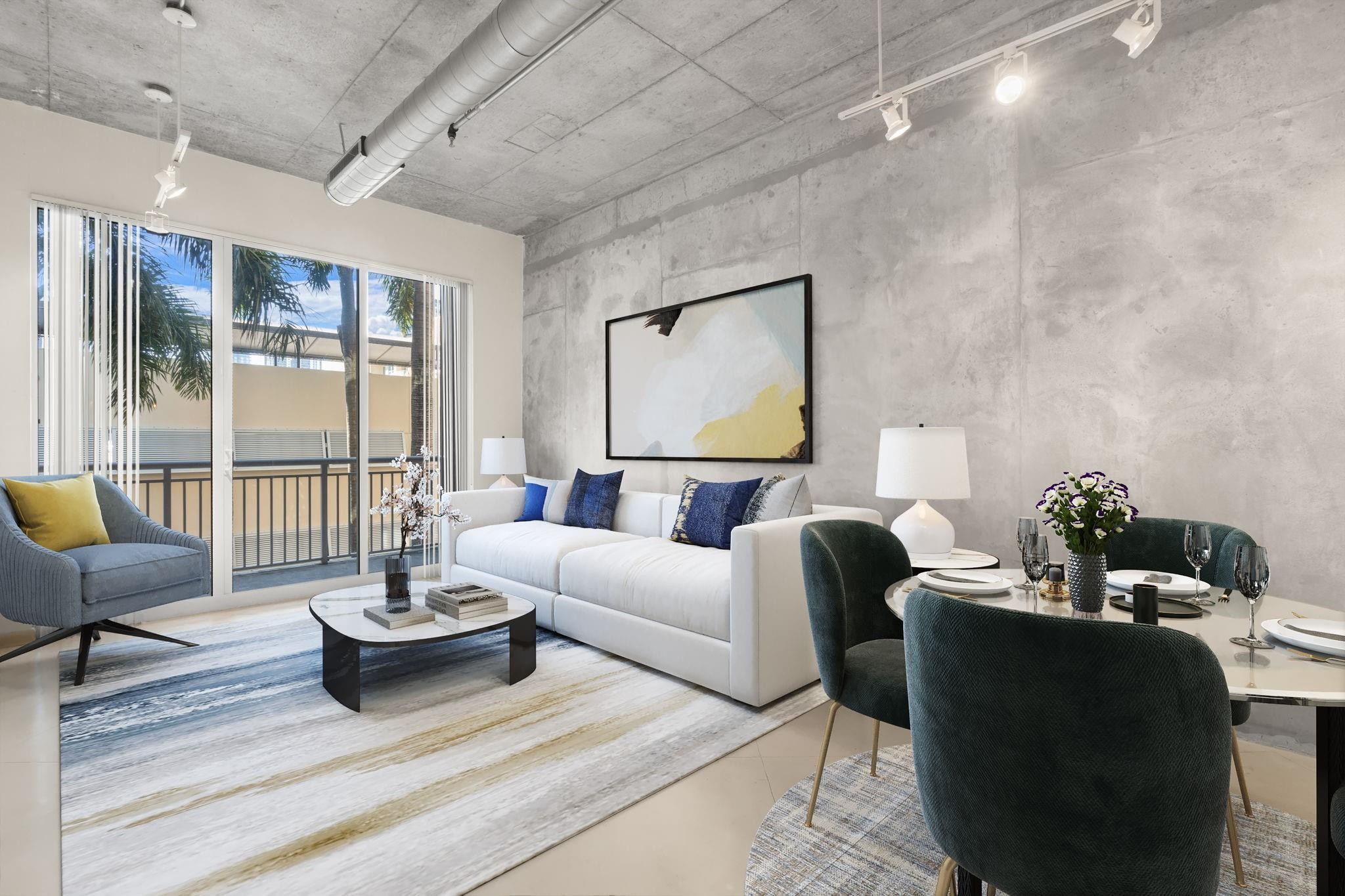 2001 Biscayne Boulevard, Unit 2303 Miami, FL 33137 - Photo 13 of 36 a living room with furniture and a floor to ceiling window