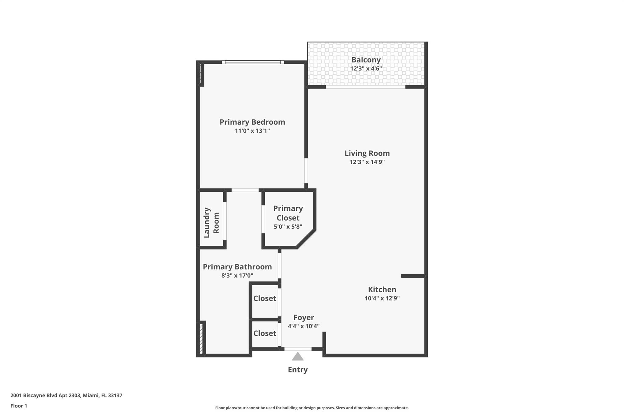 2001 Biscayne Boulevard, Unit 2303 Miami, FL 33137 - Photo 24 of 36 a picture of a floor plan