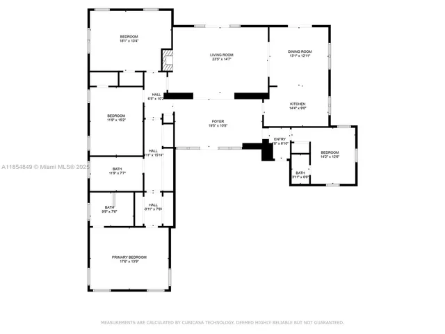 a view of a park with a palm trees