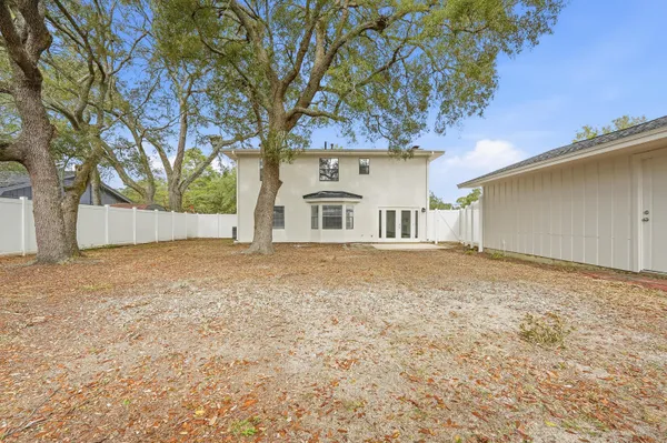 a view of backyard of house