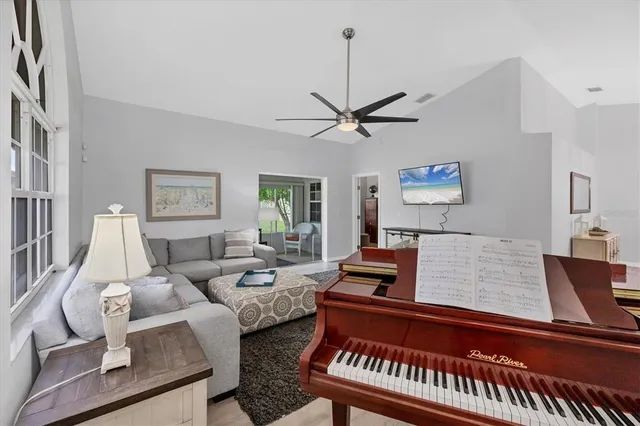 a living room with furniture
