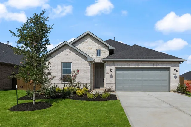 a front view of house with a garden