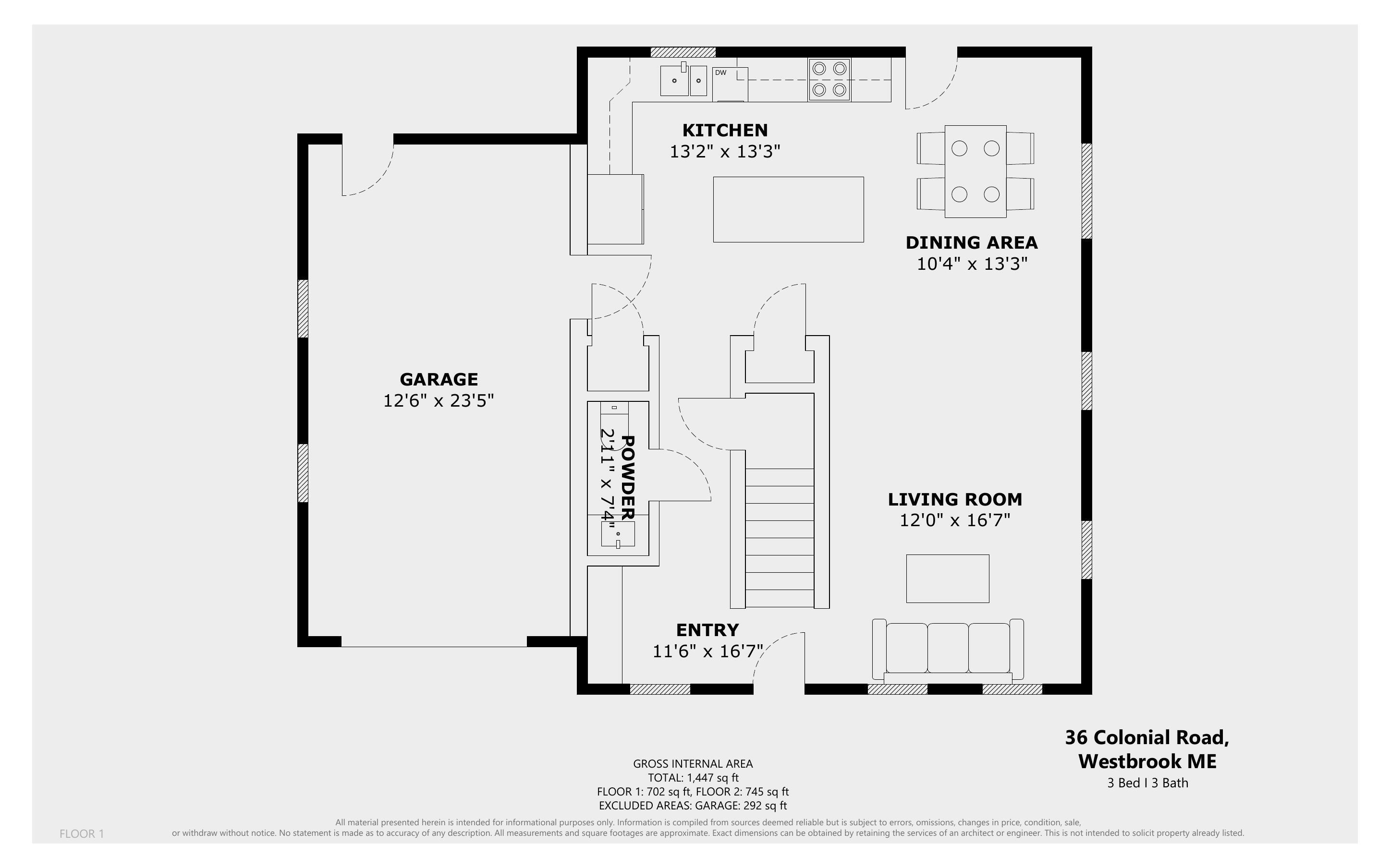 36 Colonial Road Westbrook, ME 04092 - Photo 36 of 37 Floor plan level 1