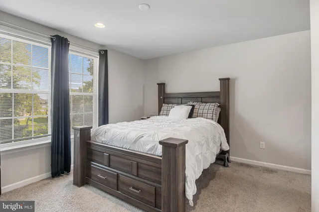 a bedroom with a bed and a closet