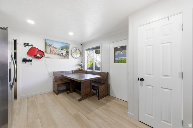 2323 North 720 West Clinton, UT 84015 - Photo 6 of 34 Dining area featuring light wood-type flooring and recessed lighting