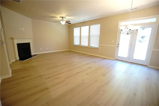 a view of a livingroom with a fireplace