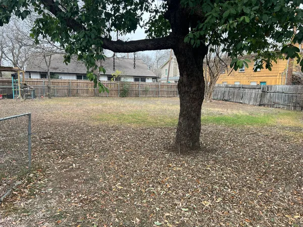 a view of a yard with a tree