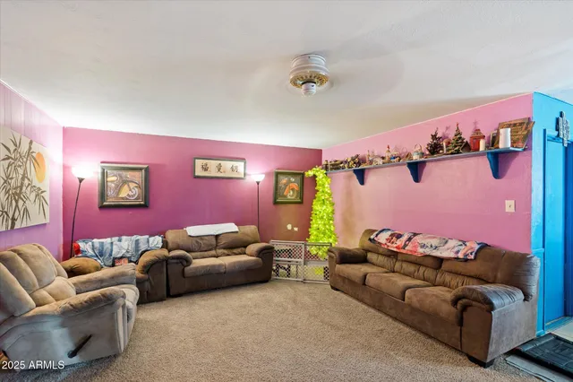 a living room with furniture