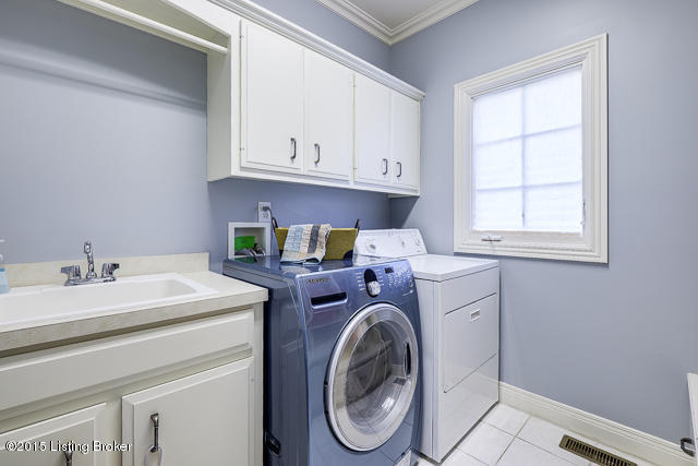13325 Ridgemoor Drive Prospect, KY 40059 - Photo 19 of 38 1st Floor Laundry Room with sink and cabinets