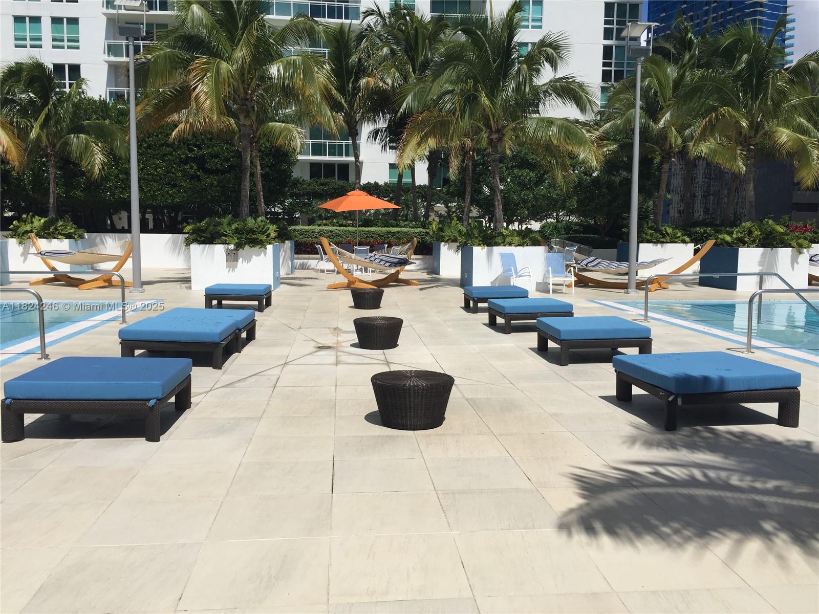 951 Brickell Avenue, Unit 3703 Miami, FL 33131 - Photo 28 of 34 a view of swimming pool with chairs and tables