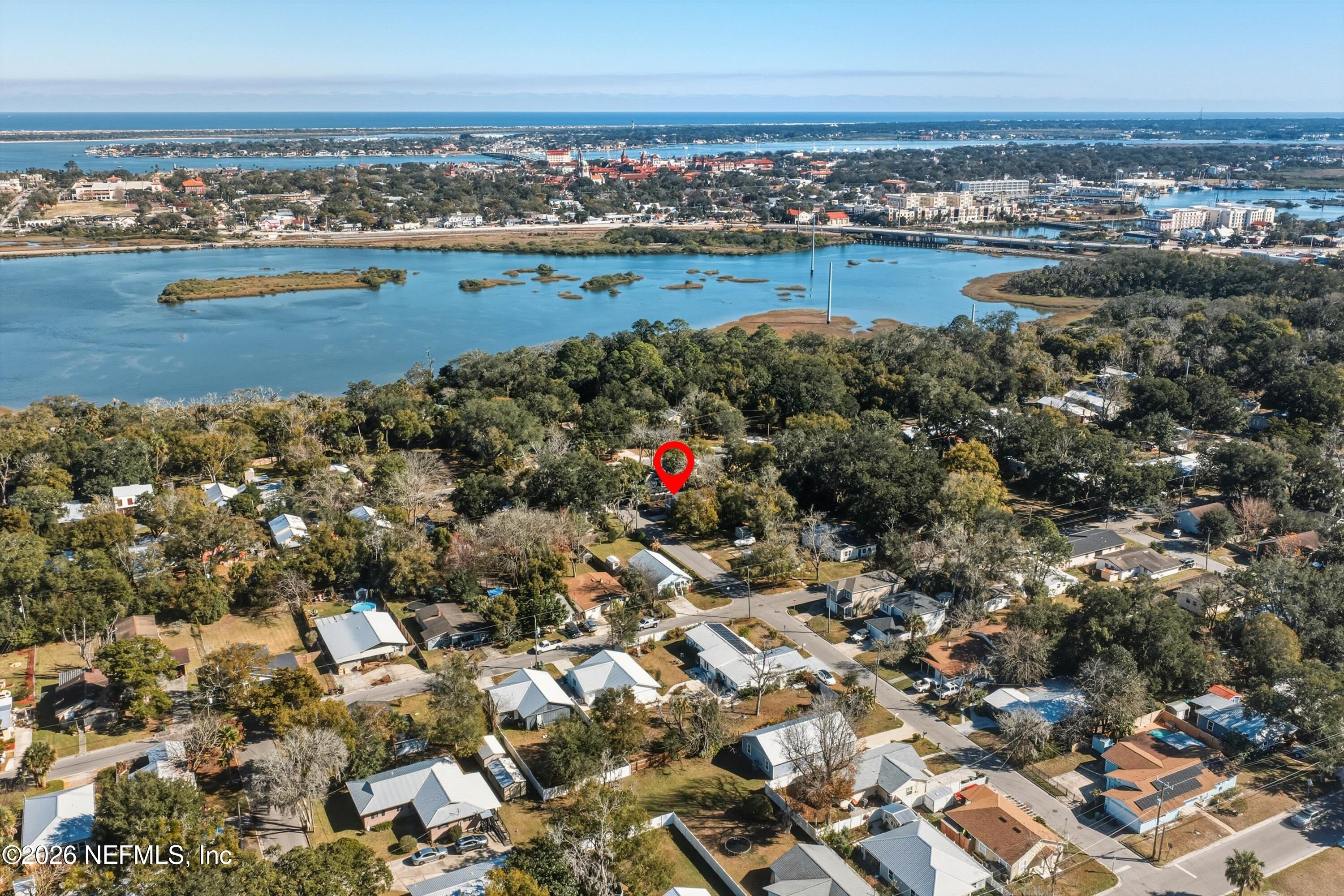 an aerial view of multiple house