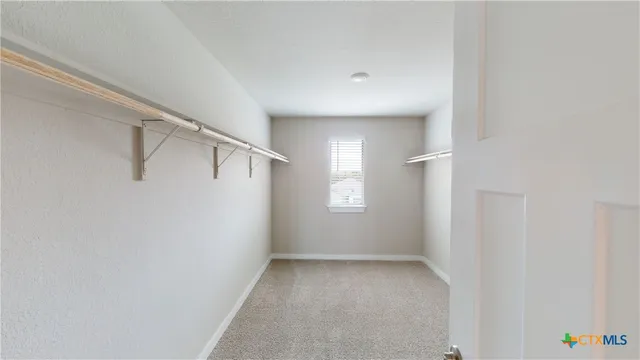 a view of a small space with a window