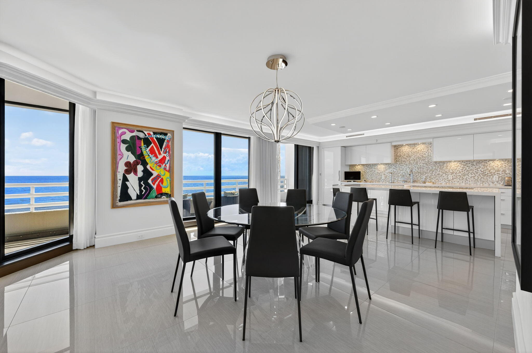 1400 South Ocean Boulevard, Unit 605 Boca Raton, FL 33432 - Photo 7 of 77 a view of a dining room with furniture window and outside view