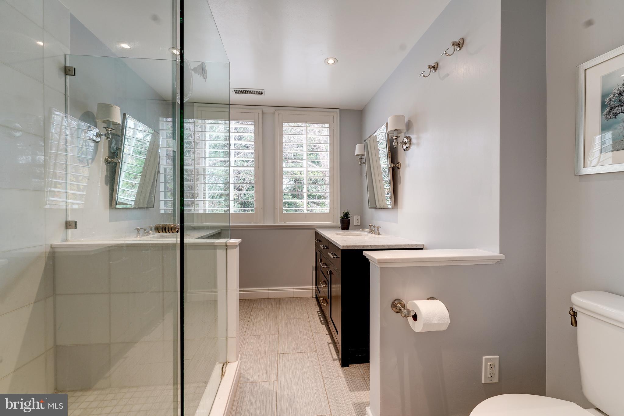 1237 29th Street Northwest Washington, DC 20007 - Photo 5 of 37 MBA custom glass shower opens to double vanities !