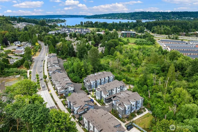 a view of a city with a mountain