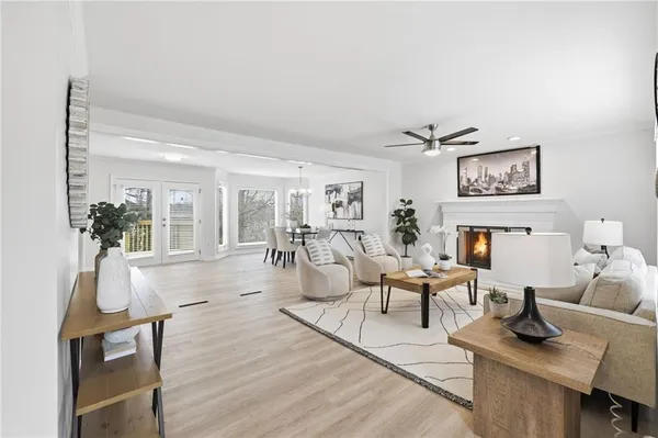 a living room with furniture