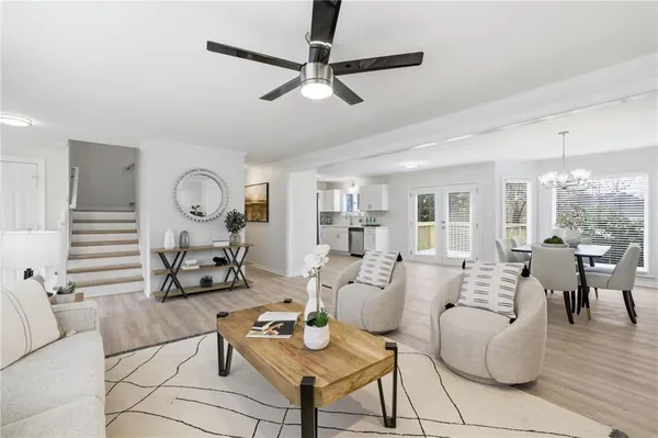 a living room with furniture