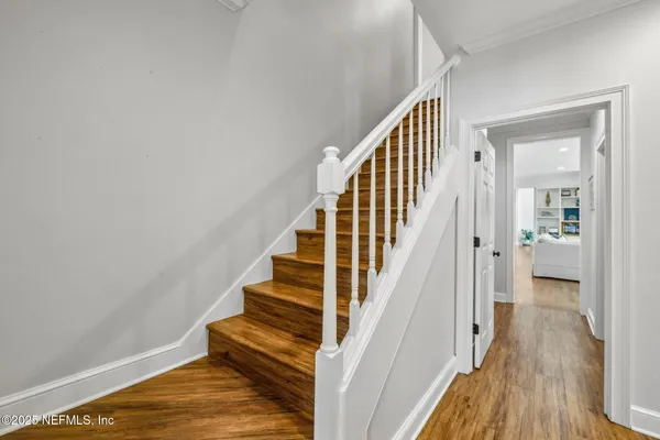 an aerial view of a house