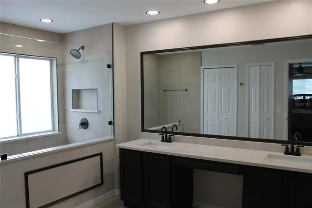 a workspace with furniture and a window