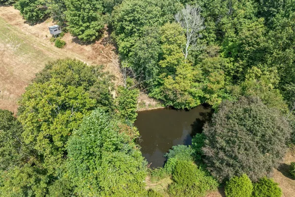 a balcony with a bench and trees
